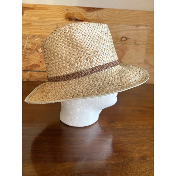 Woven Straw Wide Brim Hat Size Medium Made in USA - Picture 3 of 10